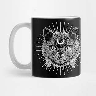 Black Moon Cat Head Gothic  Goth Fashion   Witchcraft Mug